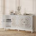 thumbnail image 5 of Buffet Cabinet with Storage,  Solid Wood Sideboard with 4 Carved Doors, Accent Cabinet with Adjustable Shelf, Vintage Farmhouse Console Table for Kitchen, Living Room, Entryway, 5 of 9