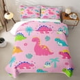 thumbnail image 2 of Homewish Kawaii Dinosaur Bed Spread Queen,Cute Cartoon Animal Queen Coverlet Set,Pink,3pcs, 2 of 7