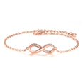 thumbnail image 3 of Pulsera para mujer de plata de ley con circonita cúbica, joyería para mujer, símbolo de infinito, pulseras de amor infinito, 2 piezas (oro+plata), 3 of 4