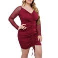 thumbnail image 5 of Gvmfive Womens Plus Size Sexy Party Cocktail Bodycon Dress Mesh Long Sleeve Mini Dress, 5 of 8