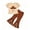 Coffee, variant on Girls 2 Piece Outfits Western Cowboy Hat Print Puff Short Sleeve Top and Lace Bow Flared Bell Bottom Pants, Kids Casual Matching Outfit for Festival Daily Wear(Coffee,7-8 Years)