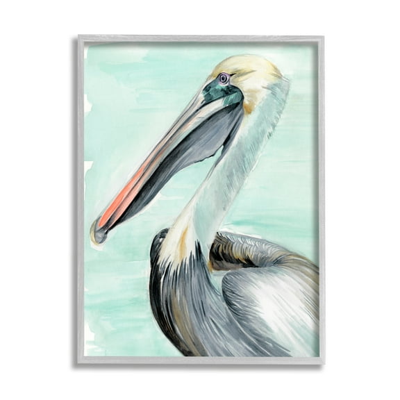 Stupell Industries Coastal Pelican Bird Watching Turquoise Ocean Portrait, 24 x 30, Design by Jennifer Paxton Parker