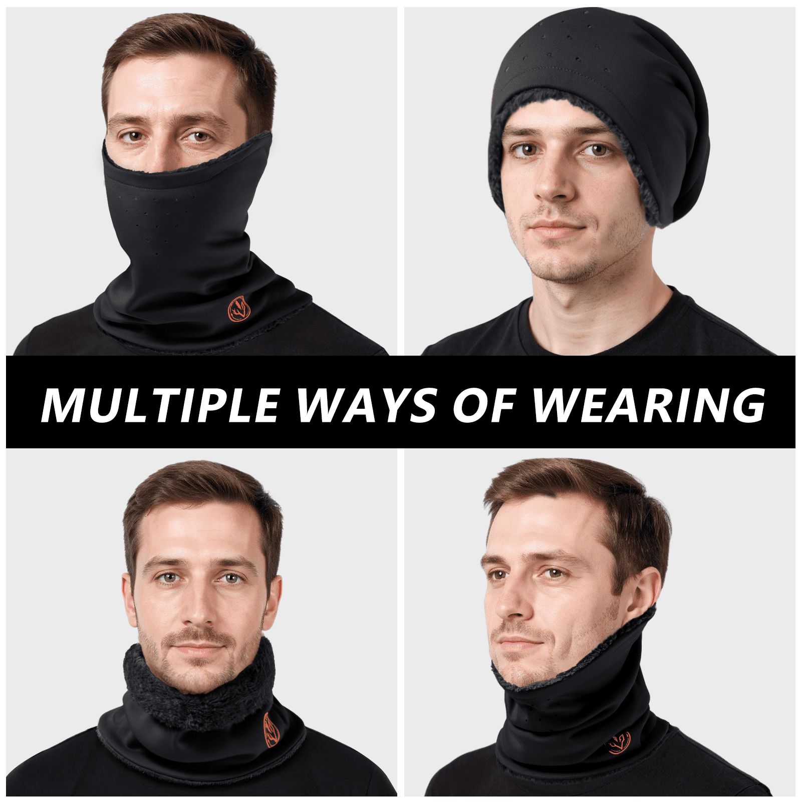 BASSDASH Unisex Winter Neck Gaiter Warmer Insulated Fleece Hunting Face Mask Water Resistant for Fishing Hiking Skiing