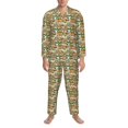 thumbnail image 3 of Logiee Doodle Owls Print Mens Long Sleeve Pajama Set,Notched Collar Pajamas for Men, Men's Sleepwear,Mens Sleepwear with Pockets & Button Down-XX-Large, 3 of 7