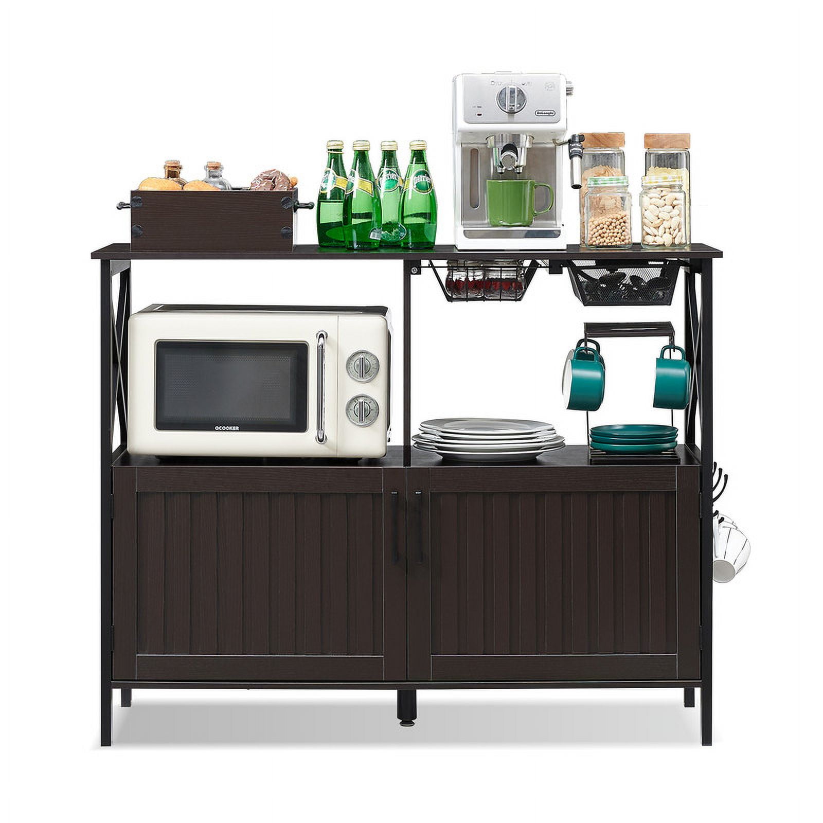Utopia Alley Buffet Cabinet with Coffee Station Organizer, Large Coffee Bar Cabinet with Adjustable Shelves, Kitchen Buffet Furniture Wooden Sideboard Storage Cabinet for Dinning/Living Room