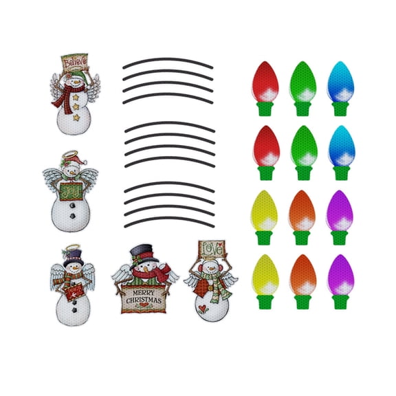 Christmas Magnets Car Magnetic Sticker Light Bulb Reflective Stickers Decals Set