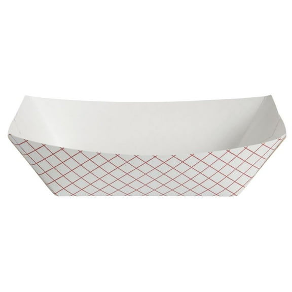 Medium Paper Food Boat (5lb, 50ct ) Disposable Red & White Checkered Paper Food Trays Dimensions 9.5" x 7.5" x 1.25" | Made in USA