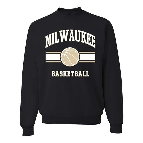 Wild Bobby City of Milwaukee Basketball Fantasy Fan Sports Unisex Crewneck Sweatshirt, Black, Small