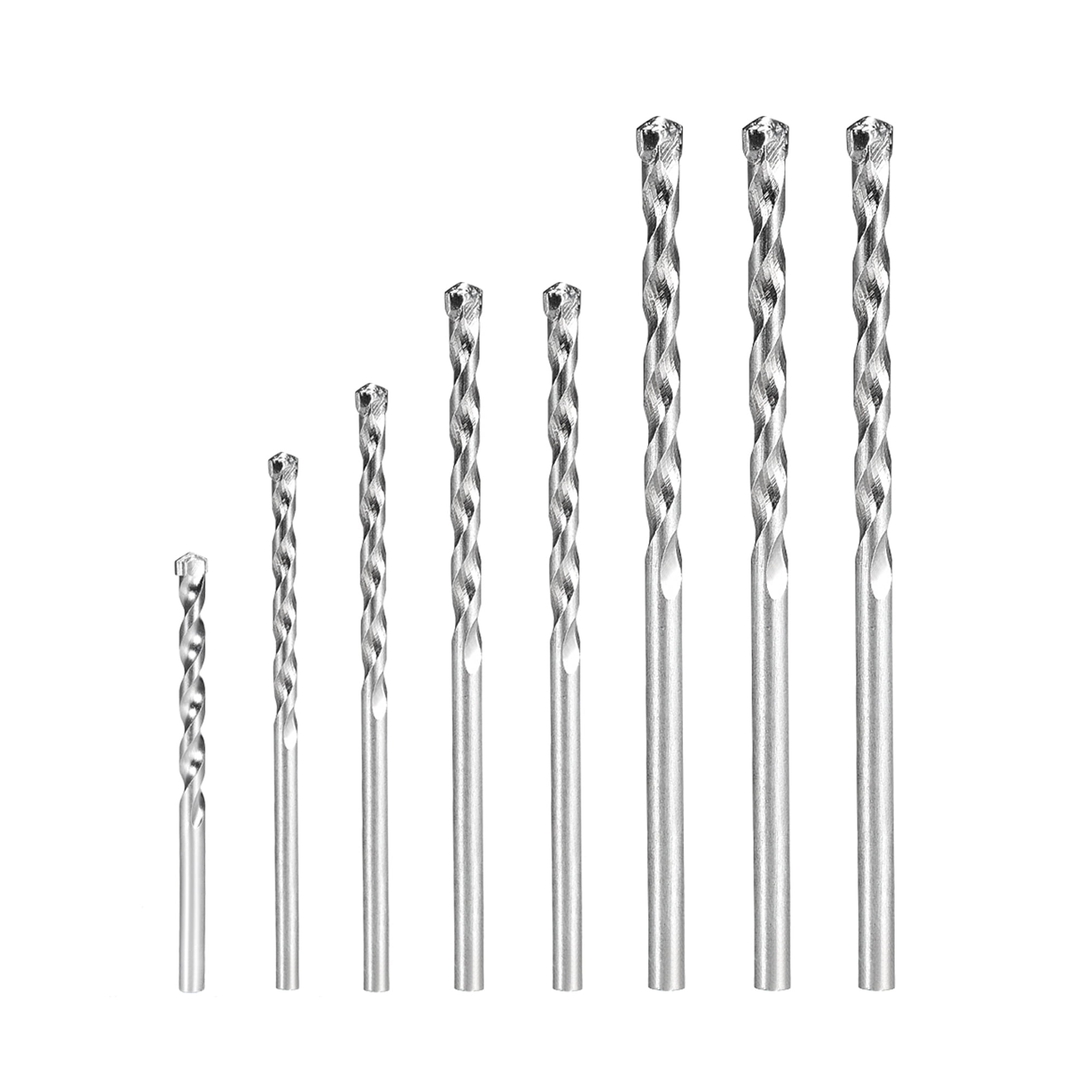 Unique Bargains Impact Drill Bit Set Masonry Drill Bit Nickel Plated Spiral Rotary Tool 3mm-10mm Drilling Dia 1set, Silver
