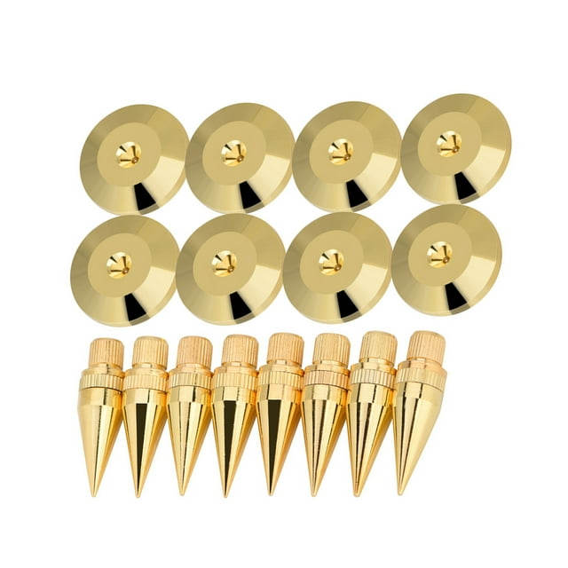 8 Pairs Speaker Spike Isolation Stand, Pure Copper Base Pad Feet with Height Fine Tuning Balance Nut, for Speaker Amplifier CD DVD Player Turntable Recorder Chassis Instrument
