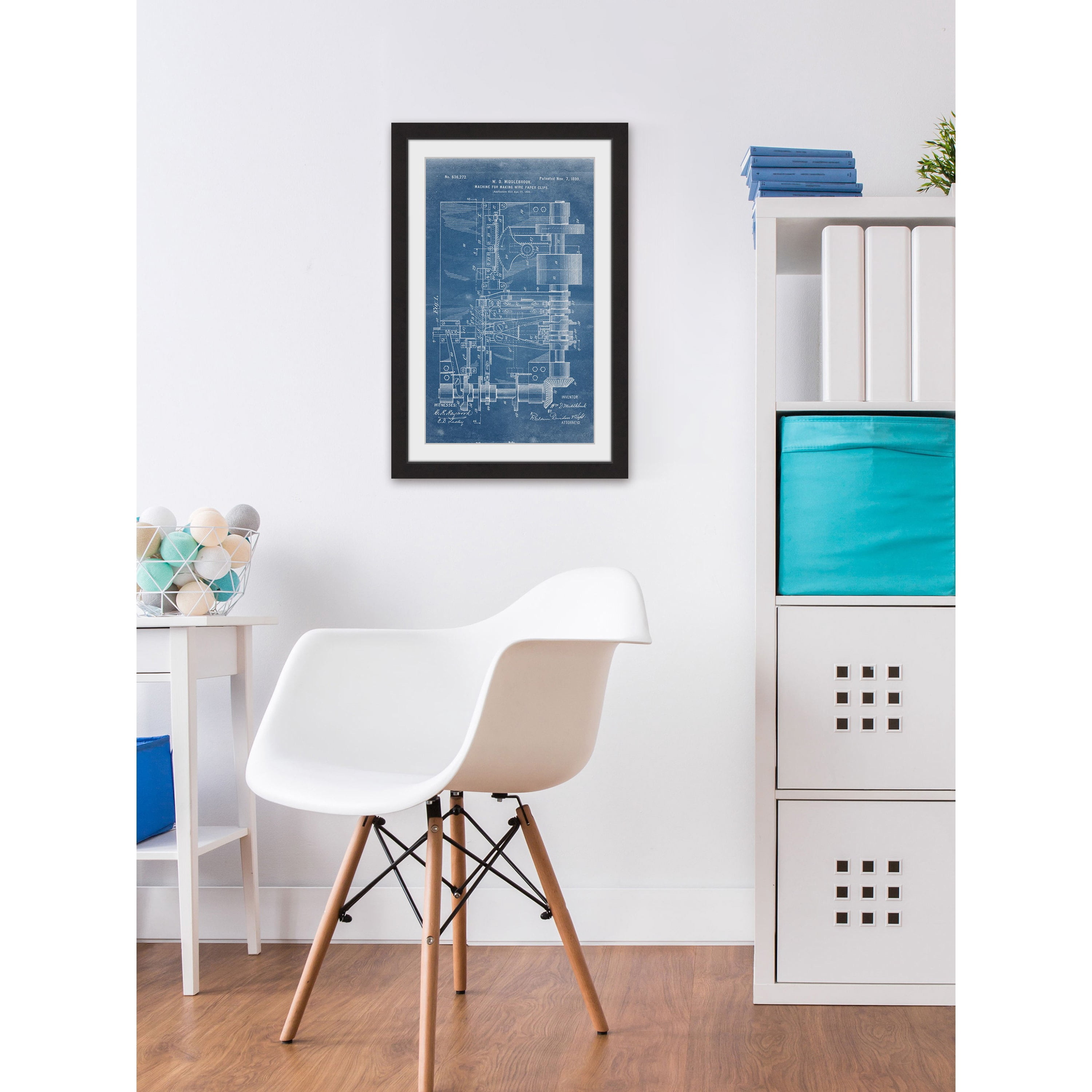 "Paper Clip 1899 Blueprint" Framed Painting Print