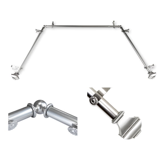 Domovina Arya 13/16" Bay Window Single Curtain Rod-Color:Satin Nickel