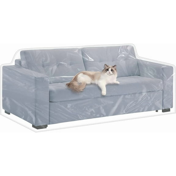 Clear Thick Heavy Duty Loveseat Cover,Waterproof Plastic Sofa Cover for Pets Scratch Proof Plastic Furniture Covers,96" W x 42" D x 42" RH x 18" FH
