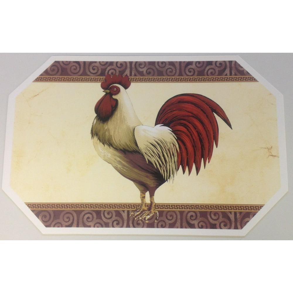 SET OF 6 EXPANDED VINYL PLACEMATS, ROOSTERS