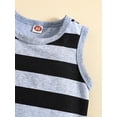 thumbnail image 5 of Franhais Baby Boys Tank Tops + Shorts, Elastic Waist Horizontal Stripe Print Crew Neck Summer Clothing, 5 of 9