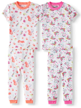 Sleepwear Shop Walmart Com - product image freestyle revolution short sleeve cotton tight fit pajamas 4 pc set baby girls