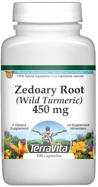 TerraVita Zedoary Root (Wild Turmeric) - 450 mg, (100 Capsules, 1-Pack, Zin: 512624)