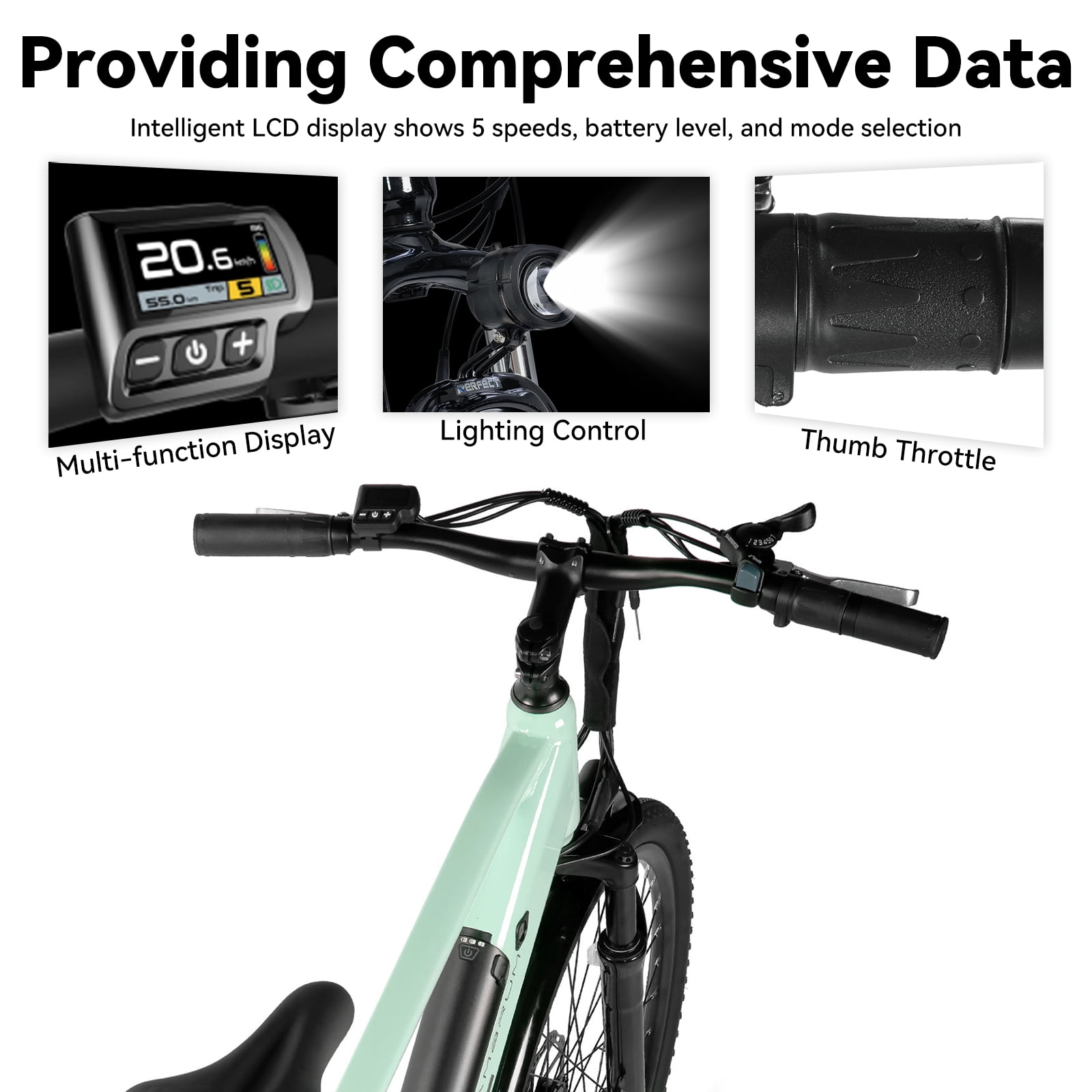 HILAND 26" Electric Bike for Adults with 500W Brushless Motor, 40Miles 20MPH Electric Mountain Bike with 36V 7.8AH Removable Battery UL2849,Green