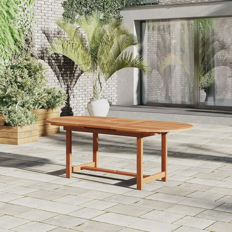 Free Shipping Bahamas 7 Piece Extendable Oval Patio Dining Set Eucalyptus Wood Ideal for Outdoors and Indoors Brown Walmart