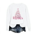 thumbnail image 5 of Womens Christmas Sweatshirts Pink Bows Tree Print Casual Crew Neck Tops Fashion Loose Long Sleeve Fall Outfits, 5 of 5