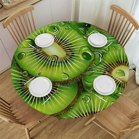 

Patifu Kiwi Slices Round Table Cover Stain Resistant Washable Indoor Outdoor Tablecloth Kitchen Dining Wedding Parties Table Cloth 100% Polyester Fiber 54-58