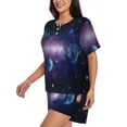 thumbnail image 2 of Uemuo Planets Stars And Galaxies1 Pattern Women's Short-Sleeved Pajama, Button-Front Loungewear, 2-Piece Summer Sleepwear, Elastic Drawstring Shorts-Small, 2 of 7