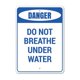thumbnail image 1 of (Metal de aluminio) No respire bajo el agua Humor Señal de precaución Señal de metal para piscina Señal de patio Tamaño: 16 x 12 pulgadas, 1 of 4