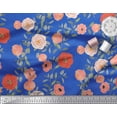 thumbnail image 3 of Soimoi Blue Rayon Fabric Leaves & Ranunculus Floral Fabric Prints By Yard 56 Inch Wide, 3 of 3