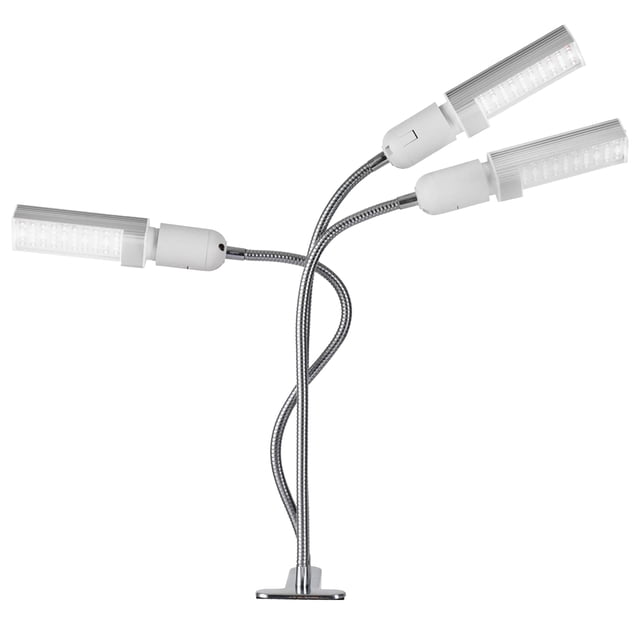 Amdohai LED Grow Light Grow Ampoule pour Plantes d'Intérieur 30 W avec un design à Col de Cygne à 3 Têtes avec des Ampoules DEL de Haute Qualité. la Lampe Offre une Lumière à Spectre Bleu et Rouge pour Améliorer la Photosynthèse, avec des Niveaux de Luminosité Réglables et une Fonction Minuterie (3/6/12 Heures). Elle Comprend une Fonction Mémoire pour Conserver les Réglages Précédents et une Ampoule Rotative à 300° avec un Col de Cygne en Acier Inoxydable flexible à 360° pour un Positionnement Précis. Fabriquée en Matériau Conducteur Thermique en Aluminium pour