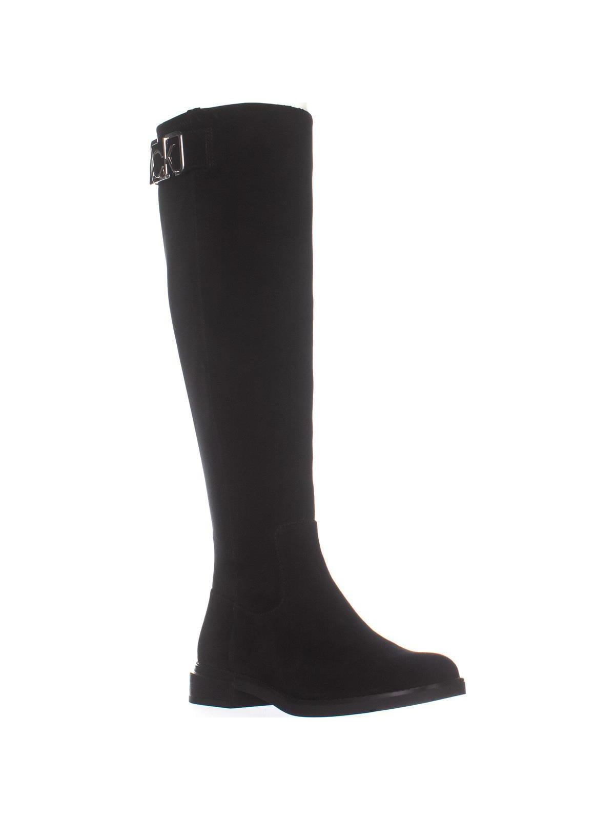 calvin klein black knee high boots