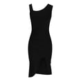 thumbnail image 6 of Wycnly Womens Dresses Evening Party Prom Elegant Ruffle Hem Bodycon Wrap Strap Dresses Summer Solid Square Neck Sleeveless Formal Midi Dress Black XL, 6 of 7