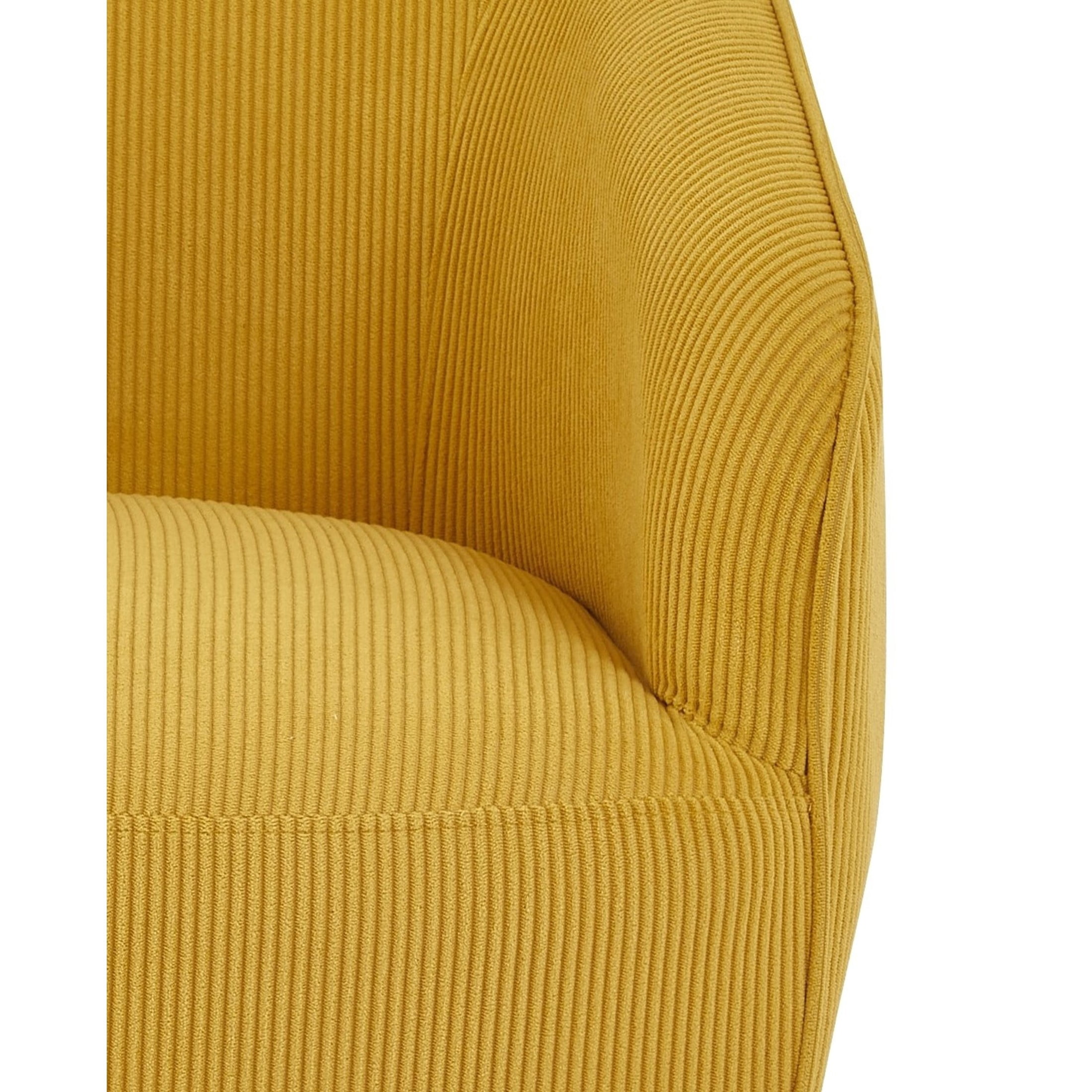 GDF Studio Modern Barrel Accent Chair with Corduroy Upholstery & Gold Metal Legs, Yellow