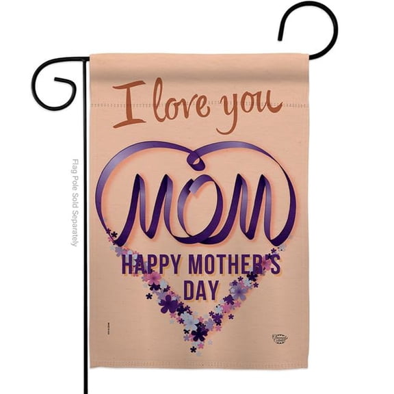 Ornament Collection G190088-BO 13 x 18.5 in. Love My Mom Family Mother Day Vertical Garden Flag with Double-Sided House Decoration Banner Yard Gift