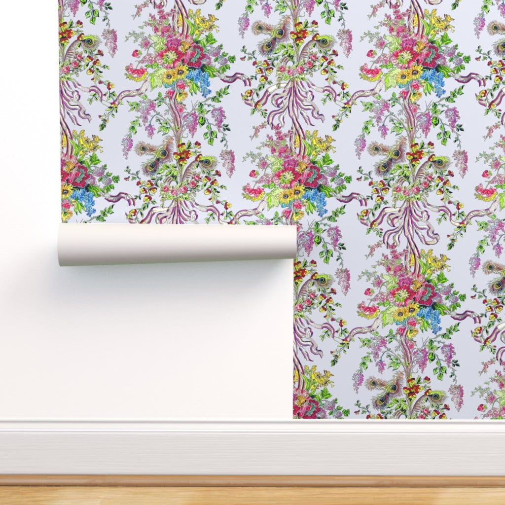 Commercial Grade Wallpaper Swatch - Vintage French Floral Purple Flowers Victorian Traditional Wallpaper by Spoonflower Commercial Grade Wallpaper Swatch - Vintage French Floral Purple Flowers Victorian Traditional Wallpaper by Spoonflower
