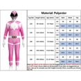 thumbnail image 3 of Power Rangers Cosplay Costumes for Kids Jumpsuit Fancy Dress up costume party Playsuit L Size Pink, 3 of 5