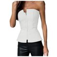 thumbnail image 1 of Solid Color Tube Sleeveless Slim Adjustable Zipper Tops, with Ribbed Details and Sizes, 1 of 5