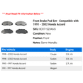 thumbnail image 2 of Front Brake Pad Set - Compatible with 1991 - 2002 Honda Accord 1992 1993 1994 1995 1996 1997 1998 1999 2000 2001, 2 of 2