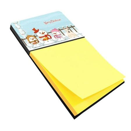 White Christmas Melody Notes Carolines Treasures BB2469SN Merry Christmas Carolers Bull Terrier White Sticky Note Holder ()