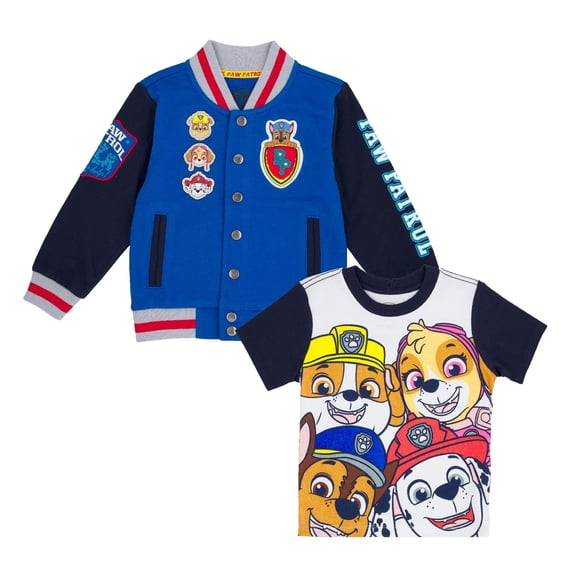 Paw Patrol Jacket with Chest Patch and Short Sleeve T-Shirt Combo
