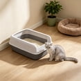 thumbnail image 6 of Open Top High Side Cat Litter Box, Semi-Enclosed Removable Pet Litter Tray, High-Sided Design Prevents Urine Leakage, Non-Stick, Easy to Clean, Indoor Cats Litter Pan, 6 of 6