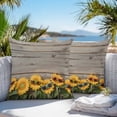 thumbnail image 2 of Outdoor Waterproof Pillow Covers Pack of 2, Summer Flowers Vintage Sunflower Sunglasses Wood Grain Decorative Throw Pillowcases Cushion Covers for Garden Patio Tent Sofa Couch, 18x18 inch, 2 of 8