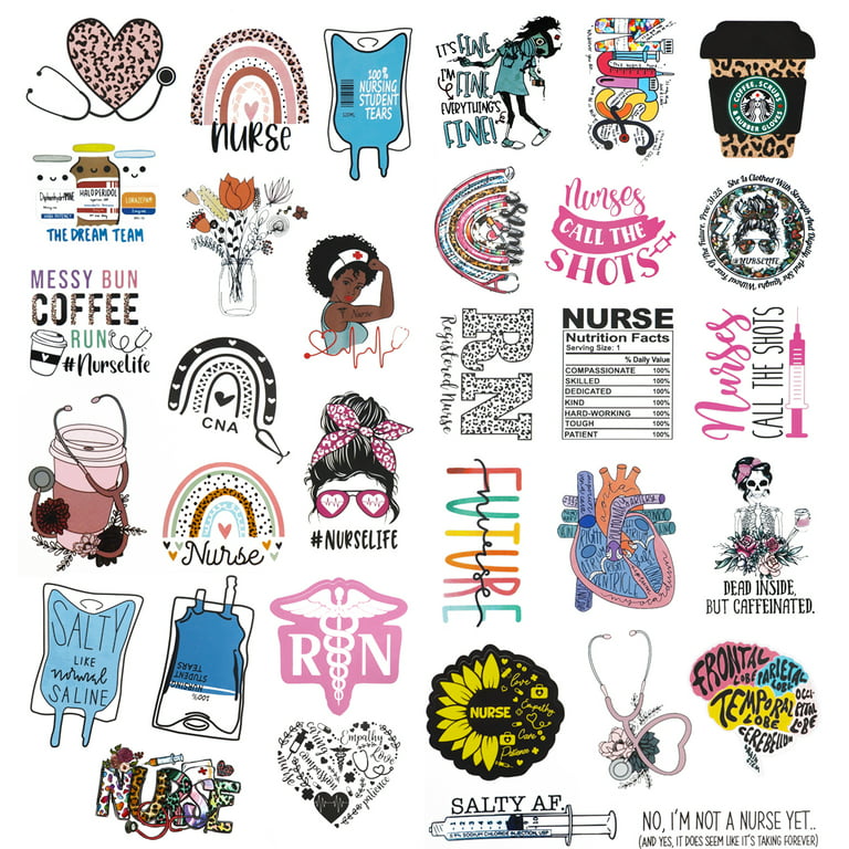 33 Designs Nurse Stickers for Water Bottles and Laptop, Nursing Stickers  for Nurse Students, Nurses, and Healthcare Workers, Waterproof, Reusable,  No