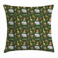thumbnail image 1 of Africa Throw Pillow Cushion Cover, Animals of the Dark Continent Giraffe Leopard Elephant and Camel Educational Cartoon, Decorative Square Accent Pillow Case, 18 X 18 Inches, Multicolor, by Ambesonne, 1 of 2