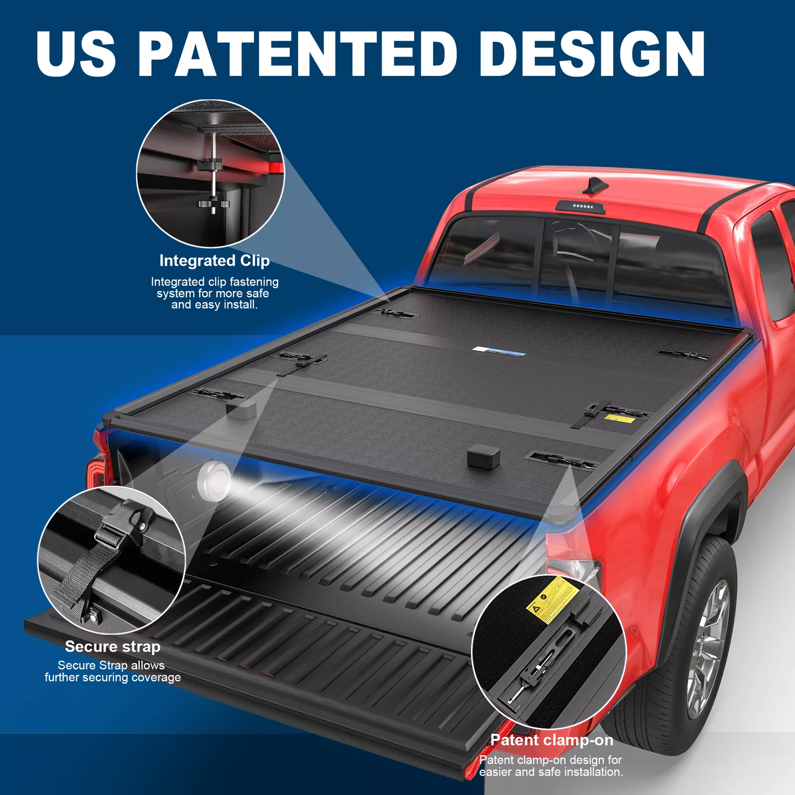 MOSTPLUS 5.5FT 3-Fold Fiberglass Hard Truck Bed Tonneau Cover for 2007-2024 Toyota Tundra