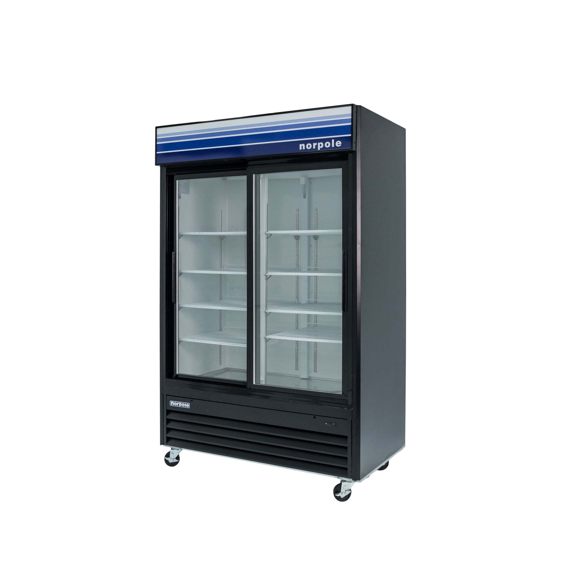 Norpole Commercial 45 cu. ft. 2-Sliding Glass Door Refrigerator in Black in Black