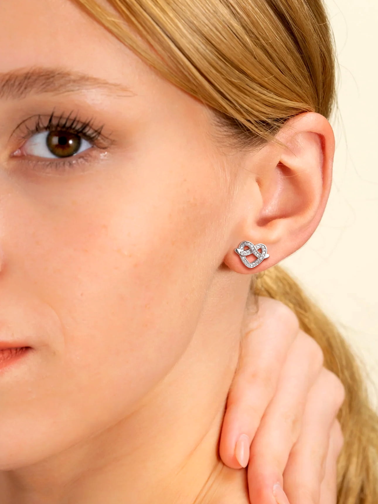 Suplight 925 Sterling Silver Cubic Zirconia Infinite Heart Earrings Love Gifts for Women