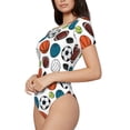 thumbnail image 2 of Daiia Color Balls print Women's Crew Neck Short Sleeve Bodysuit Fashion Tops Fit Casual Basic Extender Bodysuit-Small, 2 of 9