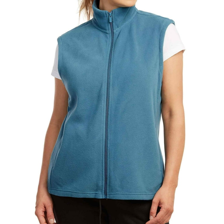 Women's ST.BLUE XL Full Zip Polar Fleece Vest, Comfortable and