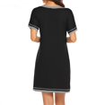 thumbnail image 2 of New Femmes Col Rond Couleur Contraste Coutures Lâches Manches Courtes Robe de Maison Porter Ajustement Mini Robe Correspondant à la Robe de Nuit, 2 of 2