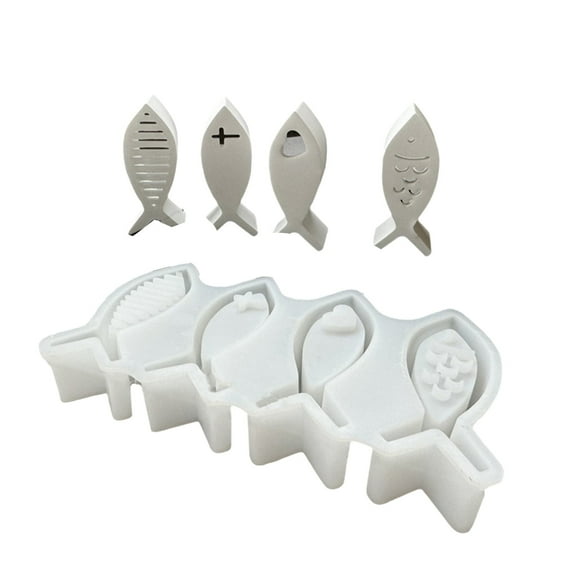 Yammee 4 Cavities Flexible Silicones Mold for Crafting Fish Shape Nightlight Making